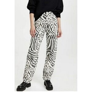 MOTHER High Wasted Rascal Ankle Fray Herd That Zebra Print Black‎ White Size 23